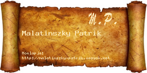 Malatinszky Patrik névjegykártya